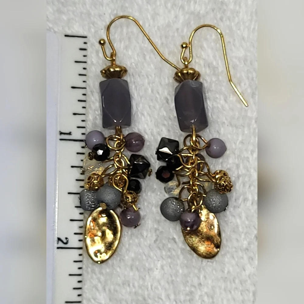 CATO Smokey Geode Necklace and Dangle Earrings Set / Pierced - Picture 5 of 6